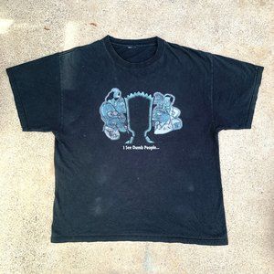 The Simpsons I See Dumb People Bart Mark Groening 2001 Fox Vintage Graphic Shirt